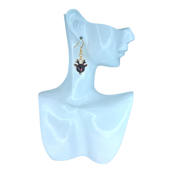 Reindeer dangle earrings — lightweight holiday Christmas jewelry - Picture 4 of 4